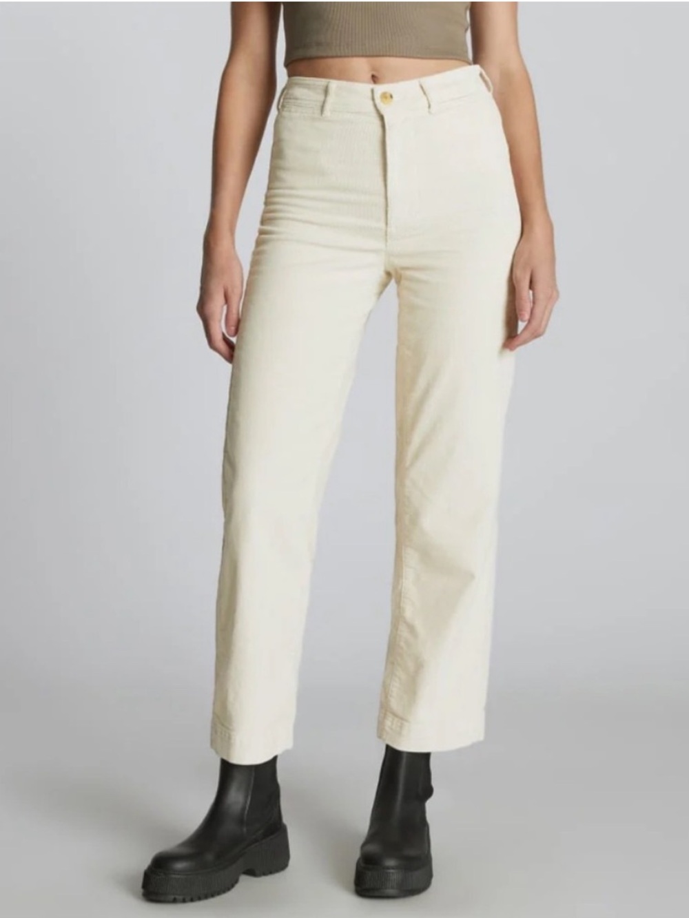 Everlane Corduroy Relaxed Straight Pants Cream Size 4